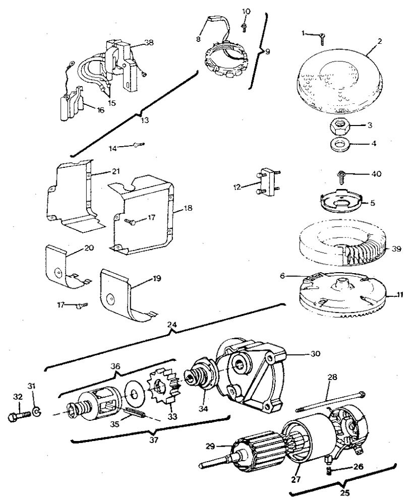 Alternator And Starter Motor Group Diagram and Parts List for 422707 1511-01 - 1511-01 Briggs and Stratton Engine